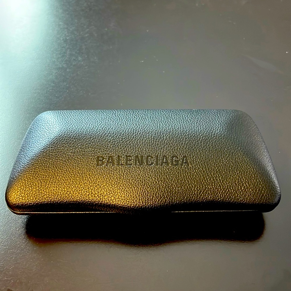 Balenciaga Black Pebbled Sunglass Case